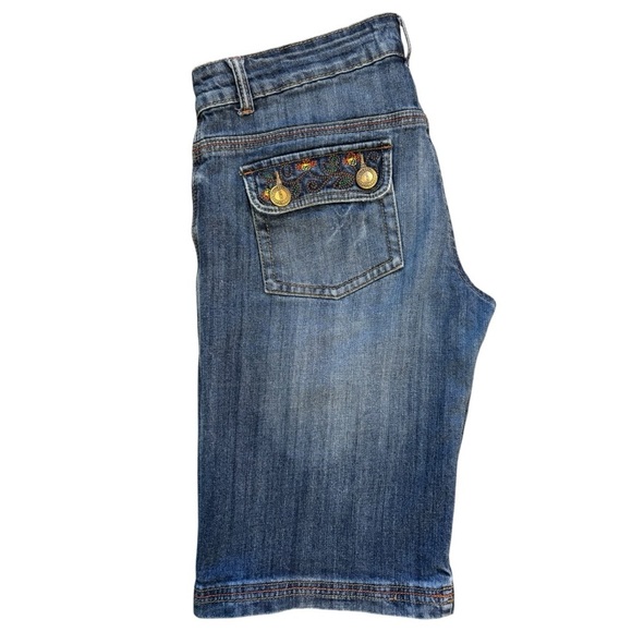 Vintage Farlow Jeans Low Rise Shorts Bermuda Style Embroidered Size 11 Juniors - Picture 10 of 12